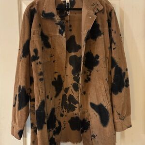 Tan and Black Corduroy Trench Coat